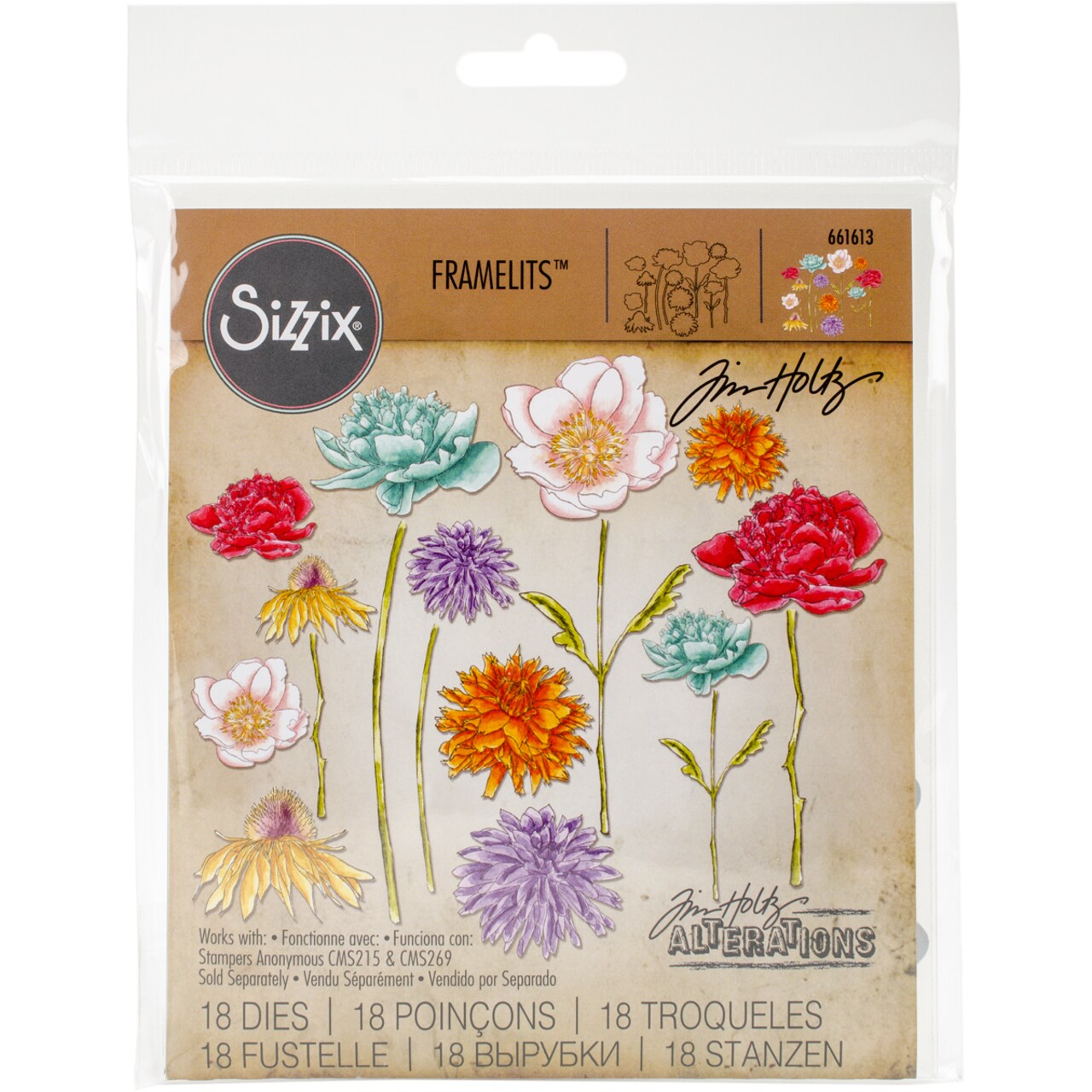 Sizzix Framelits Dies By Tim Holtz-Flower Garden & Mini Bouquet